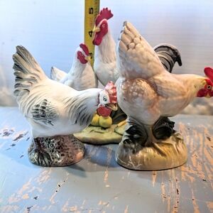 Trio Of Ceramic Chicken Figurines